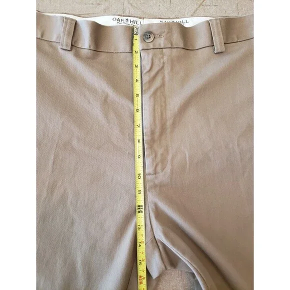 Oak Hill Premium Pants Khaki Mens Measures 52 x 25.5 Chino Flat Front Slacks - Picture 8 of 10